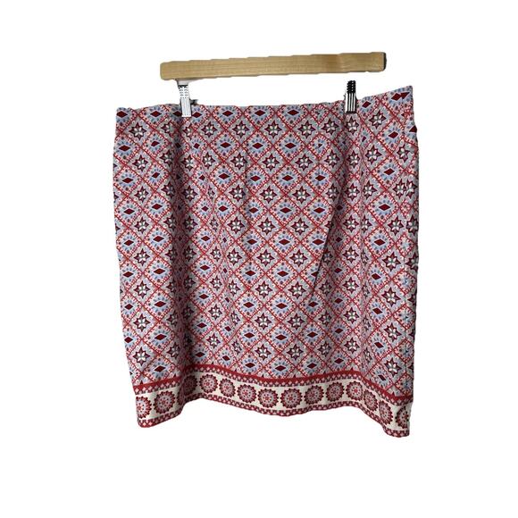 Talbots Mini Skirt Womens Sz 16 Cottagecore Geometric Red White Blue July 4th - Picture 8 of 9